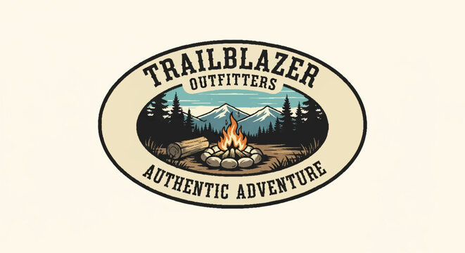 Authentic Adventure Trailblazer Outfitters Campfire Logo Emblem