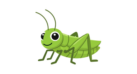 Cute cartoon grasshopper, green insect illustration, isolated on white background © Teh