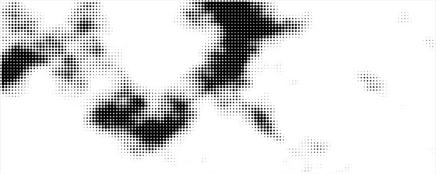 Grunge halftone gradient background. Faded grit noise texture. White and black sand wallpaper. Retro pixelated backdrop. Anime or manga style comic overlay. Vector graphic design textured template.