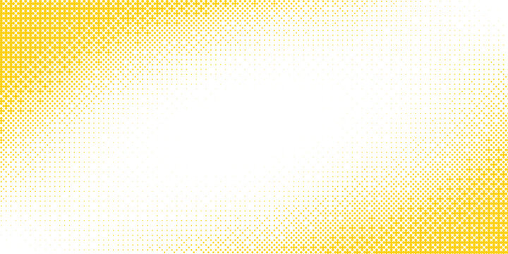 Yellow bitmap gradient texture. Fading pixelated 8 bit gradation pattern. Raster video game halfton patern. Repeating dotted dither halftone background. Vector vanishing comic pop art Eps10