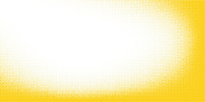 Yellow bitmap gradient texture. Fading pixelated 8 bit gradation pattern. Raster video game halfton patern. Repeating dotted dither halftone background. Vector vanishing comic pop art Eps10