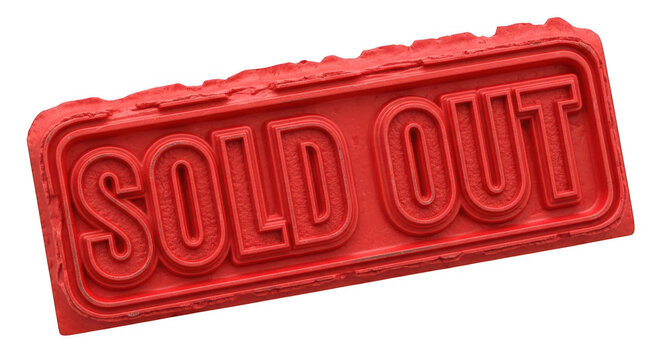 Red sold out rubber stamp icon