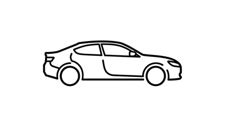 Fototapeta premium Sedan Car Line Icon. Minimalistic Outline Vector Illustration of a Passenger Vehicle for Travel and Transport Concept.