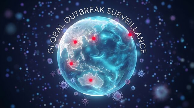 Global health surveillance map shows outbreak hotspots on Earth with red markers