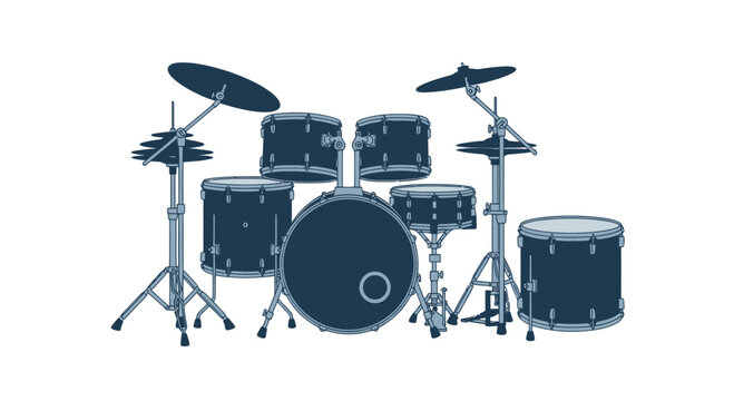 Blue Drum Kit Isolated on White Background