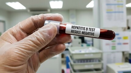 Naklejka premium Negative in a medical laboratory setting with equipment in the background.
