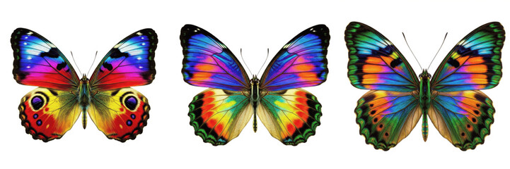 Colorful rainbow butterfly vibrant multi color wings beautiful insect artistic graphic illustration design © Rama