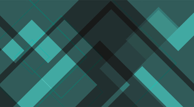 Geometric Abstract Teal and Dark Green Overlapping Shapes Background.