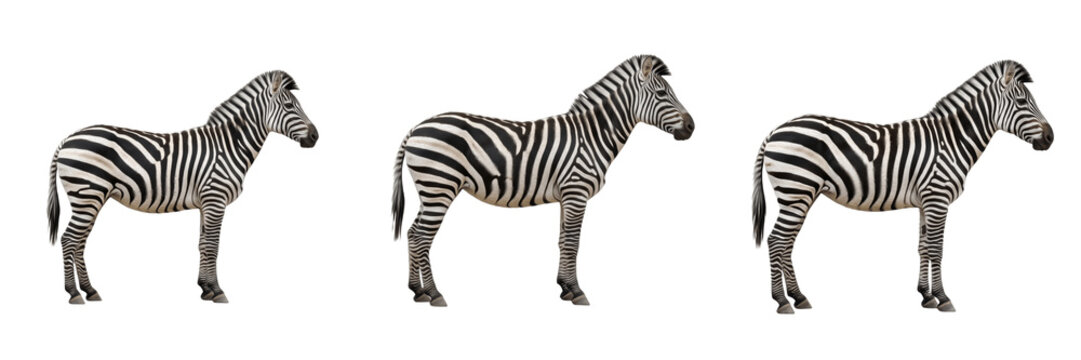 Plains Zebra Standing Profile PNG Isolated on Transparent Background for African Wildlife Safari Zoo Nature Animal Graphic Design