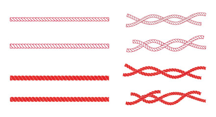 Red Rope Border Designs: Braided and Twisted Line Elements © Tyasa