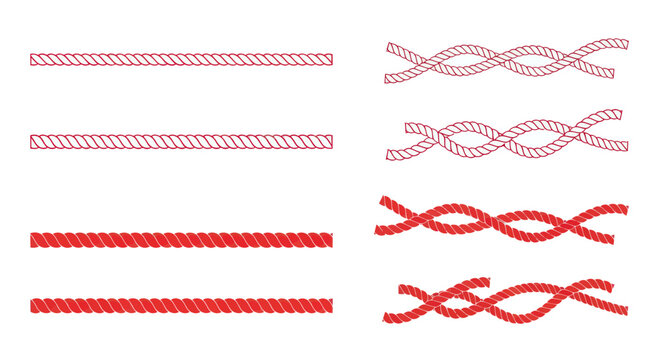 Red Rope Border Designs: Braided and Twisted Line Elements
