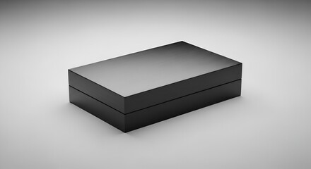 Fototapeta premium Sleek Black Gift Box, Minimalist Design, Studio Shot
