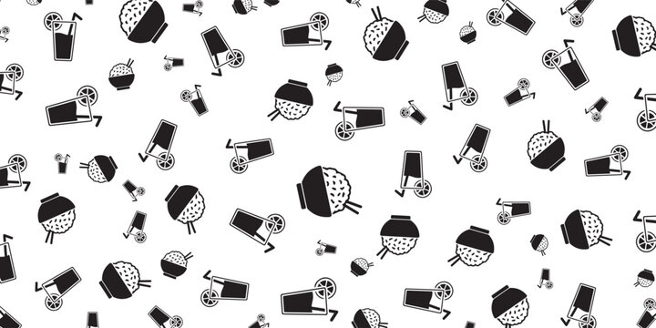 Seamless Pattern of Golf Balls and Golf Clubs Icons.