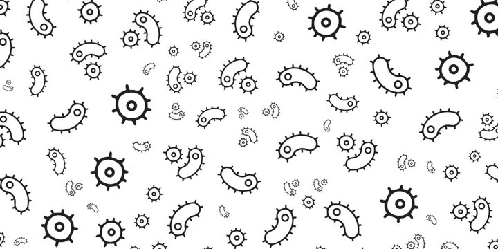 Seamless Pattern of Microscopic Bacteria and Viruses.