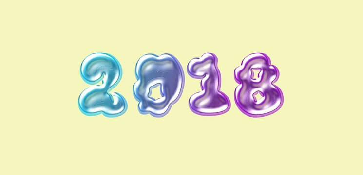 Glossy Metallic 2018 Number Design. Year 2003 Chrome Typography.