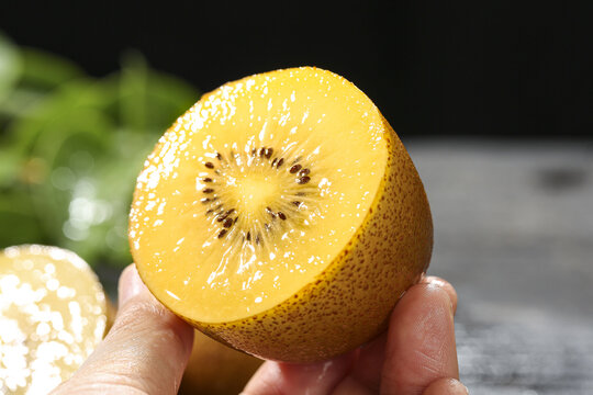 Fresh Yellow Kiwi Fruit Heart Pattern New Zealand Imported Tropical Fruit Still Life