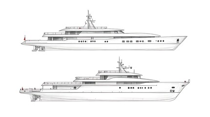 Obraz premium Elegant White Luxury Yacht Side Profiles