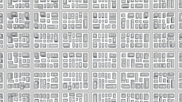 white geometric grid pattern with abstract rectangular and square shapes in repeating design