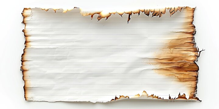 Scorched lined sheet on a blank background for aged letter or vintage design