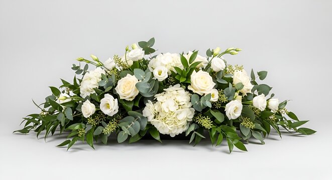 Elegant White Flower Arrangement for Funeral or Wedding Centerpiece