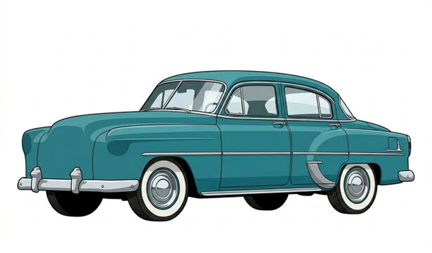 Illustration of vintage classic car vector with retro automobile design isolated