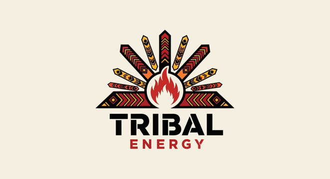 Tribal Energy Logo - Sunburst Fire Symbol with Indigenous Patterns