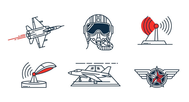 Military Aviation Pilot Symbols Logos.