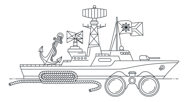 Detailed illustration of a naval boat.