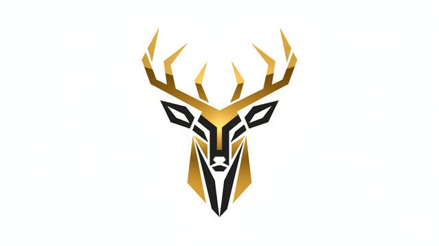 Geometric deer head emblem