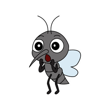 Adorable mosquito cartoon characters in vector icon style with diverse expressions and a playful appearance.
