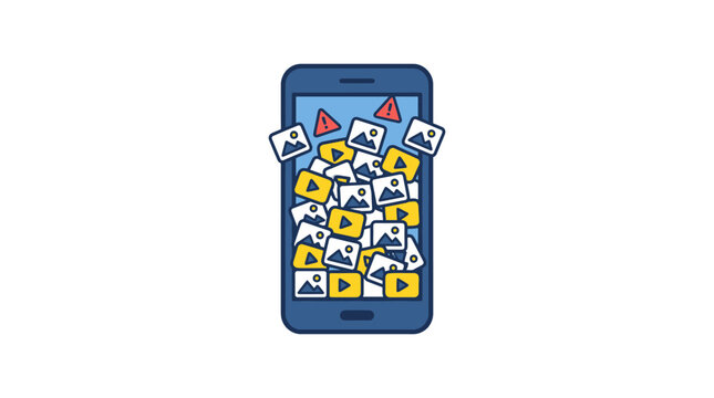 A blue smartphone with social media icons.
