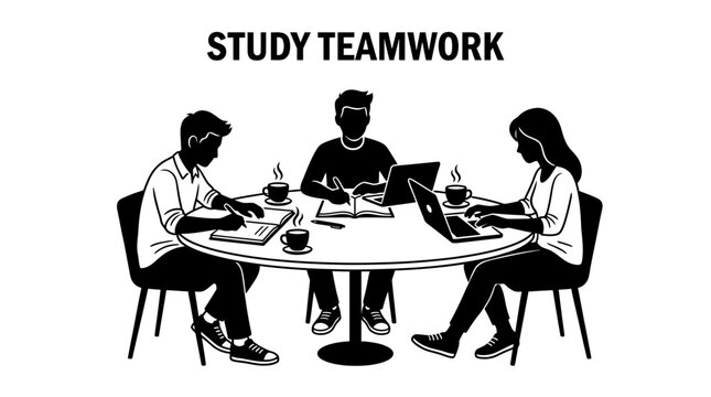 People sitting at a study table.