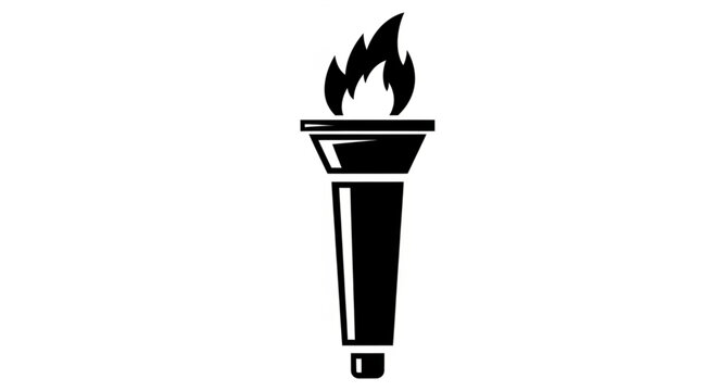 Minimalist Torch Icon Symbol for Fire and Light.