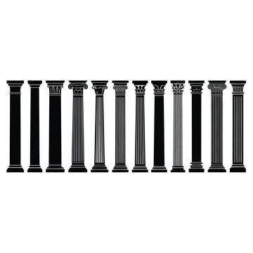 classical columns illustration black and white architectural elements on white