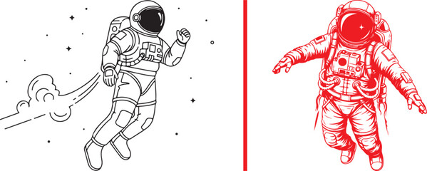 Astronaut floating in space with stars and exhaust trail © Muhammad