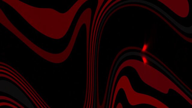 Deep red and black composition featuring flowing layered curves, organic wave structures, and bold geometric forms creating dramatic visual movement and contrast.