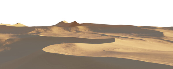 Isolated Sand Dunes Landscape Cutout 3D Rendering of Desert Sands and Golden Light © edb3_16