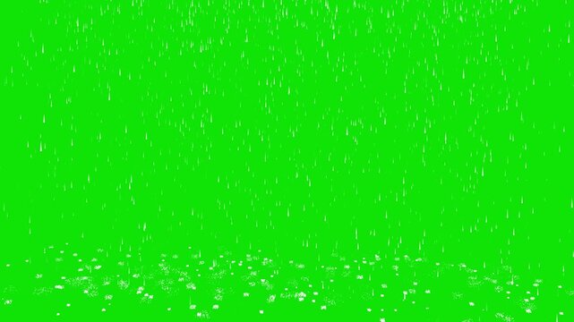 Realistic Rain Falling and Splashing on Dark Wet Pavement Floor. Heavy Rain Falling on Street Ground - Realistic Particle Animation. 