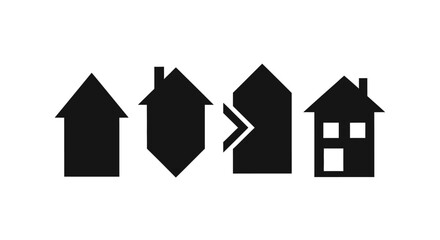 Fototapeta premium Evolution of Home Design: From Simple Shape to Modern House Icon