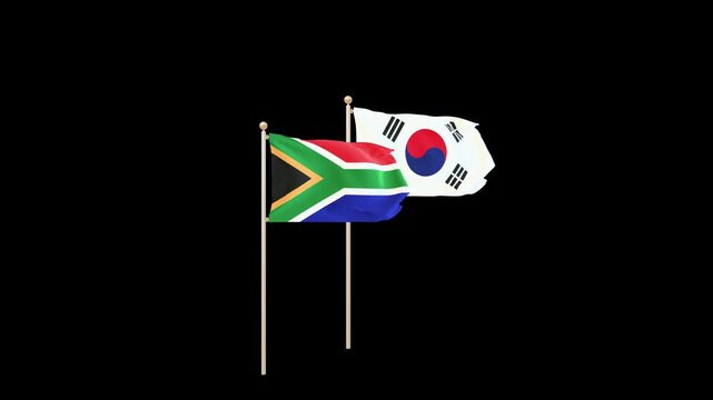 South Africa vs South Korea 3D Flags Waving on Metal Stand Bar for Football 2026.