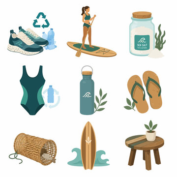 Vector set of military and naval award icons featuring a bronze star medal, red neck ribbon, gold aiguillette, medal box, anchor patch, gold coin, award scroll, and wooden plaque.