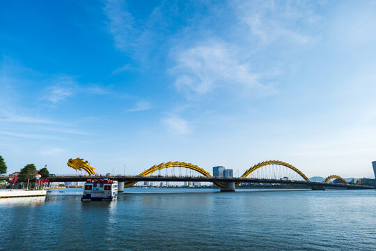 Dragon bridge over Han river in Danang, Vietnam. A famous landmark in Da Nang.