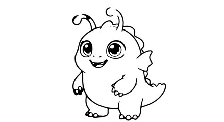Fototapeta premium Adorable Little Fantasy Creature Outline for Coloring Books and Engaging Children's Designs
