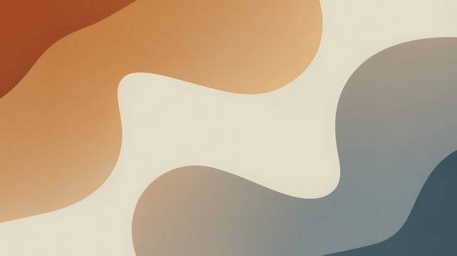 A minimalist abstract poster featuring organic, flowing shapes that curve and overlap like water dro