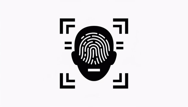 Facial recognition symbol face silhouette wirh scan frame
