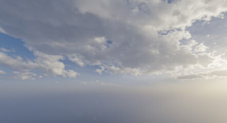 Obraz premium Sunlit Sky With Soft Clouds Over Calm Horizon, Atmospheric 3D Rendering