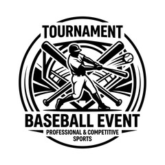 Fototapeta premium Dynamic Baseball Tournament Logo: Professional Sports Event Branding Design For High-Impact