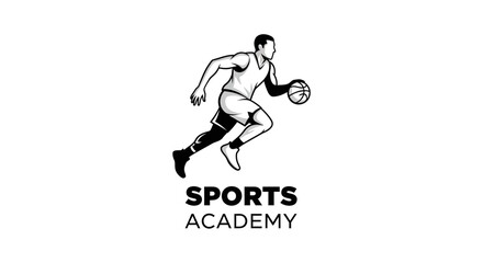 Fototapeta premium Dynamic Basketball Player Logo Design for Sports Academy or Basketball Team