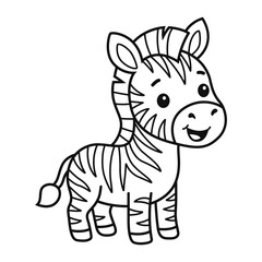 Fototapeta premium Cute Baby Zebra Outline for Jungle Animals Coloring Book