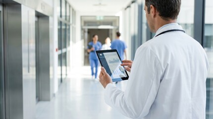 Fototapeta premium Healthcare Professional Working with Tablet in Hospital
